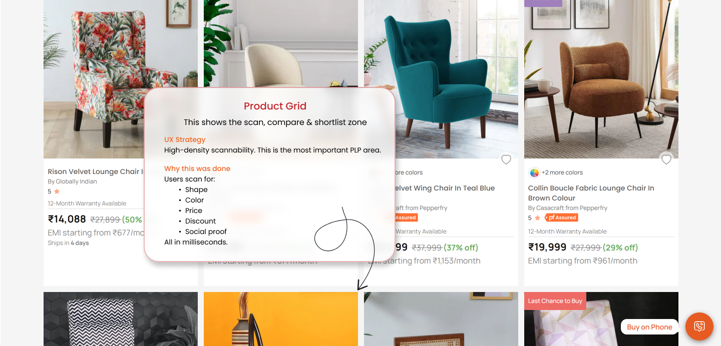 Product card UX density issue